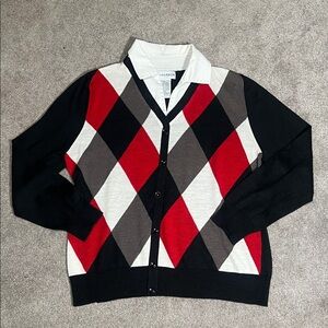 Sag Harbor Argyle Sweater Long Sleeve with Collar size large